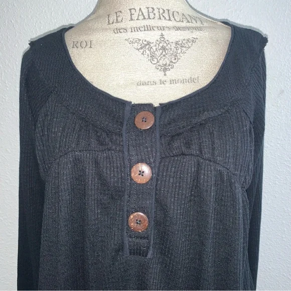 Free People Henley Waffle Knit Longsleeve Blouse - Picture 3 of 10